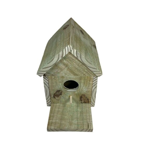 Handmade ‘Cats Not Welcome Bird House With Pirch Fence Post Mount 9" Cottagecore - Picture 1 of 7